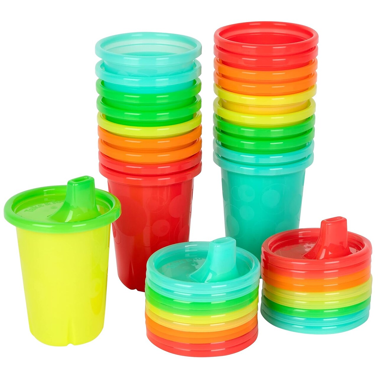 Rainbow Party Pack - Reusable Toddler Cups - Kids Cups and Snap On Lids for Ages 9 Months and Up - 20 Count